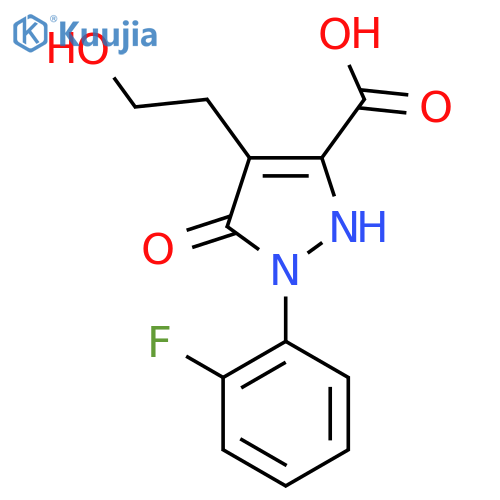 1-(2-fluorophenyl)-4-(2-hydroxyethyl)-5-oxo-2,5-dihydro-1H-pyrazole-3-carboxylic acid structure