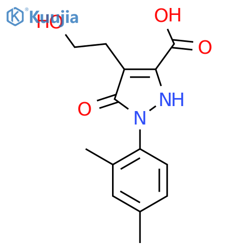 1-(2,4-dimethylphenyl)-4-(2-hydroxyethyl)-5-oxo-2,5-dihydro-1H-pyrazole-3-carboxylic acid structure
