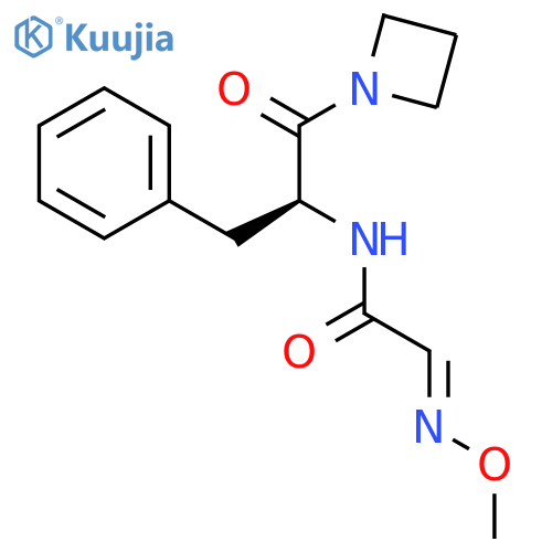 (2E)-N-[(2S)-1-(azetidin-1-yl)-1-oxo-3-phenylpropan-2-yl]-2-methoxyiminoacetamide structure