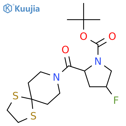 Tert-butyl (2s,4s)-2-(1,4-dithia-8-azaspiro[4.5]decane-8-carbonyl)-4-fluoropyrrolidine-1-carboxylate structure
