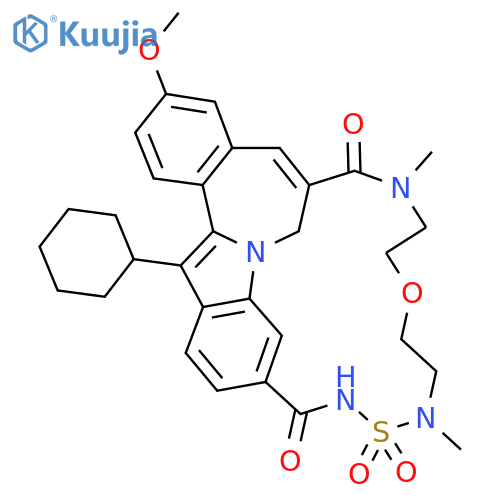 28-Cyclohexyl-22-methoxy-10,16-dimethyl-9,9-dioxo-13-oxa-9lambda6-thia-1,8,10,16-tetrazapentacyclo[16.8.1.12,6.13,26.020,25]nonacosa-2,4,6(29),18,20(25),21,23,26(28)-octaene-7,17-dione structure