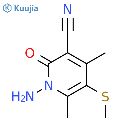 1-amino-4,6-dimethyl-5-(methylsulfanyl)-2-oxo-1,2-dihydropyridine-3-carbonitrile structure