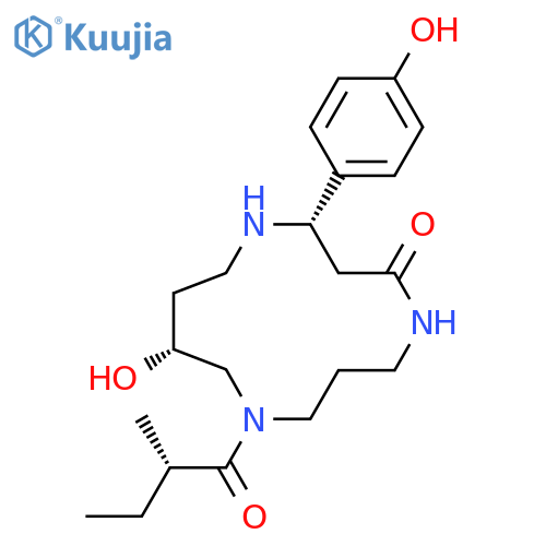 1,5,9-Triazacyclotridecan-4-one, 11-hydroxy-2-(4-hydroxyphenyl)-9-[(2S)-2-methyl-1-oxobutyl]-, (2S,11R)- structure
