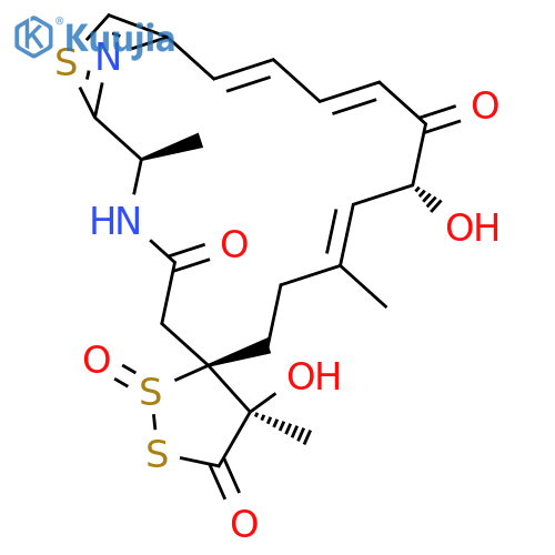 Spiro[1,2-dithiolane-3,6'-[19]thia[3,20]diazabicyclo[15.2.1]eicosa[1(20),9,13,15,17]pentaene]-4',5,12'-trione,4,11'-dihydroxy-2',4,9'-trimethyl-, 2-oxide, (2S,2'R,3R,4R,9'E,11'R,13'E,15'Z)- structure