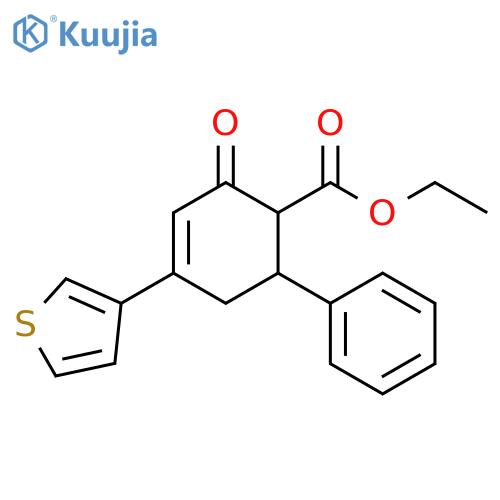 ethyl 2-oxo-6-phenyl-4-(thiophen-3-yl)cyclohex-3-ene-1-carboxylate structure