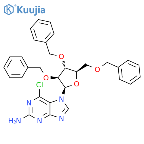 6-Chloro-7-2,3,5-tris-O-(phenylmethyl)-β-D-arabinofuranosyl-7H-purin-2-amine structure