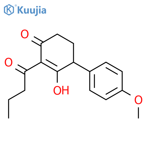 2-Cyclohexen-1-one, 3-hydroxy-4-(4-methoxyphenyl)-2-(1-oxobutyl)- structure