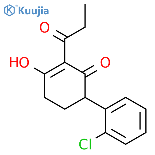 2-Cyclohexen-1-one, 6-(2-chlorophenyl)-3-hydroxy-2-(1-oxopropyl)- structure