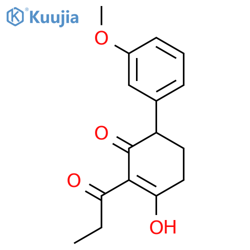 2-Cyclohexen-1-one, 3-hydroxy-6-(3-methoxyphenyl)-2-(1-oxopropyl)- structure