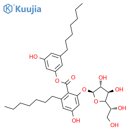 Benzoic acid, 2-(b-D-galactofuranosyloxy)-6-heptyl-4-hydroxy-,3-heptyl-5-hydroxyphenyl ester structure