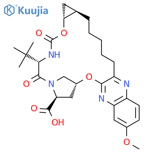 (18R,24S)-24-Tert-butyl-7-methoxy-22,25-dioxo-2,21-dioxa-4,11,23,26-tetrazapentacyclo[24.2.1.03,12.05,10.018,20]nonacosa-3,5(10),6,8,11-pentaene-27-carboxylic acid structure