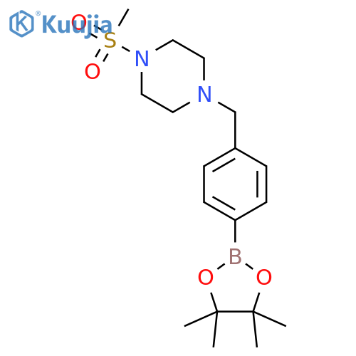 1-Methanesulfonyl-4-{4-(tetramethyl-1,3,2-dioxaborolan-2-yl)phenylmethyl}piperazine structure