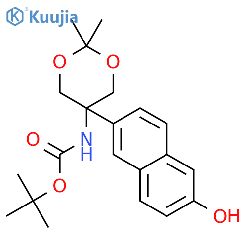 tert-Butyl 5-(6-hydroxynaphthalen-2-yl)-2,2-dimethyl-1,3-dioxan-5-ylcarbamate structure