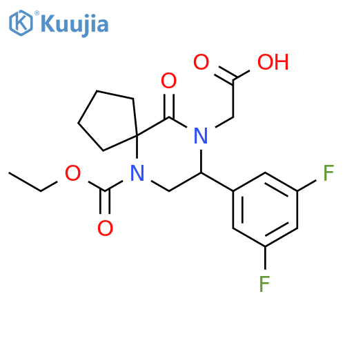 (R)-2-(8-(3,5-Difluorophenyl)-6-(ethoxycarbonyl)-10-oxo-6,9-diazaspiro[4.5]decan-9-yl)acetic acid structure