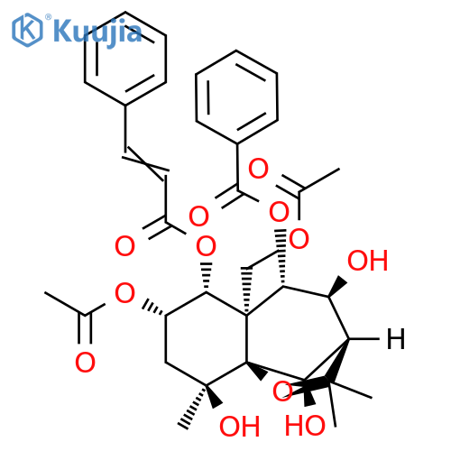 2-Propenoic acid,3-phenyl-,(3R,4S,5S,5aR,6R,7S,9S,9aS,10R)-7-(acetyloxy)-5a-[(acetyloxy)methyl]-5-(benzoyloxy)octahydro-4,9,10-trihydroxy-2,2,9-trimethyl-2H-3,9a-methano-1-benzoxepin-6-ylester (9CI) structure