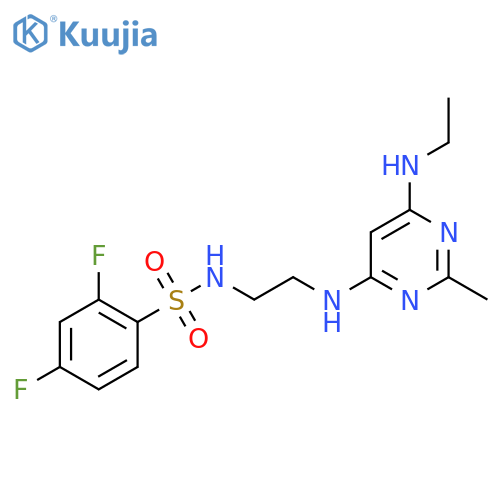 N-(2-{6-(ethylamino)-2-methylpyrimidin-4-ylamino}ethyl)-2,4-difluorobenzene-1-sulfonamide structure