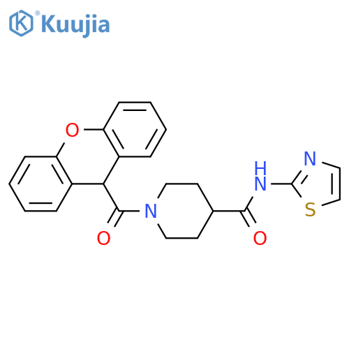 N-(1,3-thiazol-2-yl)-1-(9H-xanthene-9-carbonyl)piperidine-4-carboxamide structure
