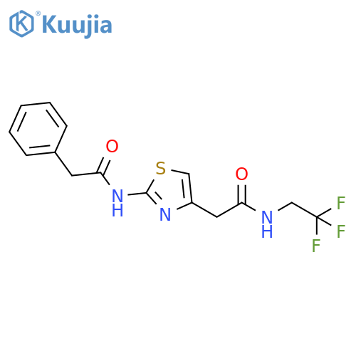 2-[2-(2-phenylacetamido)-1,3-thiazol-4-yl]-N-(2,2,2-trifluoroethyl)acetamide structure