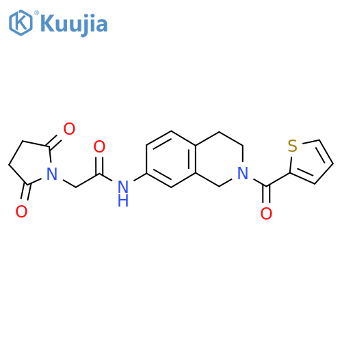 2-(2,5-dioxopyrrolidin-1-yl)-N-2-(thiophene-2-carbonyl)-1,2,3,4-tetrahydroisoquinolin-7-ylacetamide structure