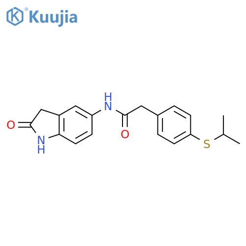 N-(2-oxo-2,3-dihydro-1H-indol-5-yl)-2-4-(propan-2-ylsulfanyl)phenylacetamide structure