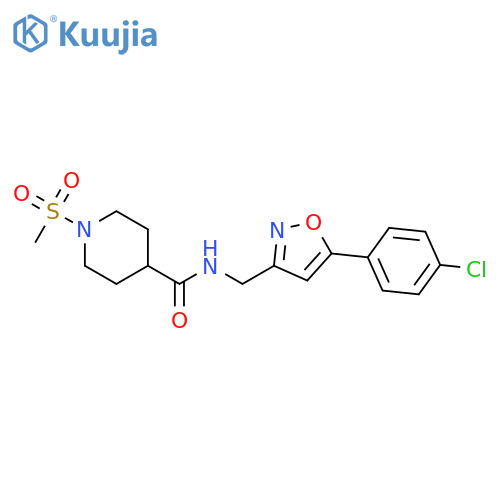 N-{5-(4-chlorophenyl)-1,2-oxazol-3-ylmethyl}-1-methanesulfonylpiperidine-4-carboxamide structure