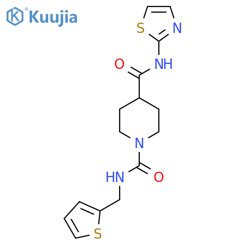 N4-(1,3-thiazol-2-yl)-N1-(thiophen-2-yl)methylpiperidine-1,4-dicarboxamide structure