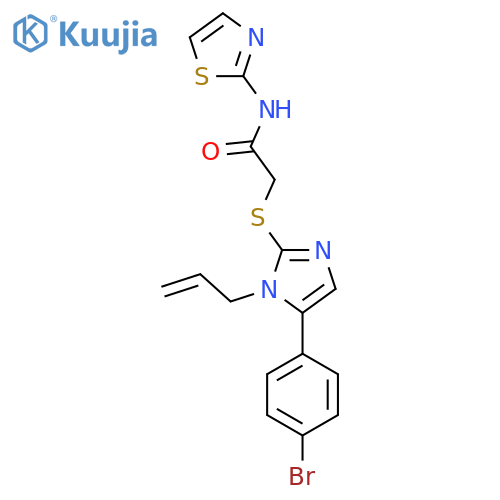 2-{[5-(4-bromophenyl)-1-(prop-2-en-1-yl)-1H-imidazol-2-yl]sulfanyl}-N-(1,3-thiazol-2-yl)acetamide structure