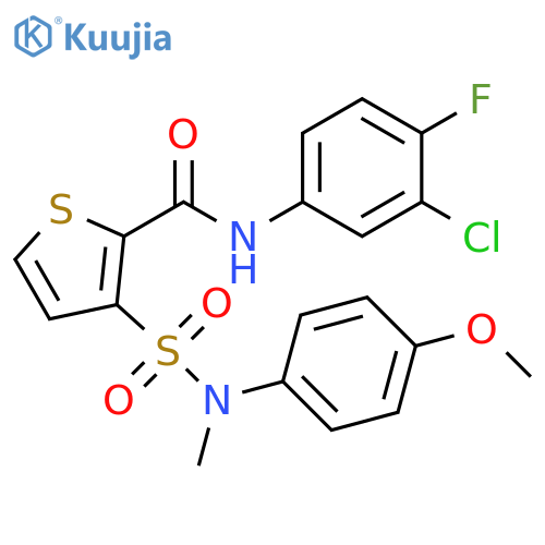 N-(3-chloro-4-fluorophenyl)-3-[(4-methoxyphenyl)(methyl)sulfamoyl]thiophene-2-carboxamide structure