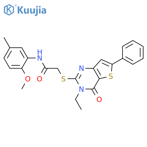2-({3-ethyl-4-oxo-6-phenyl-3H,4H-thieno[3,2-d]pyrimidin-2-yl}sulfanyl)-N-(2-methoxy-5-methylphenyl)acetamide structure
