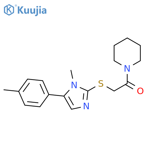 2-{[1-methyl-5-(4-methylphenyl)-1H-imidazol-2-yl]sulfanyl}-1-(piperidin-1-yl)ethan-1-one structure