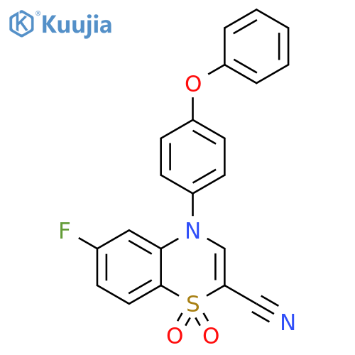 6-fluoro-1,1-dioxo-4-(4-phenoxyphenyl)-4H-1lambda6,4-benzothiazine-2-carbonitrile structure