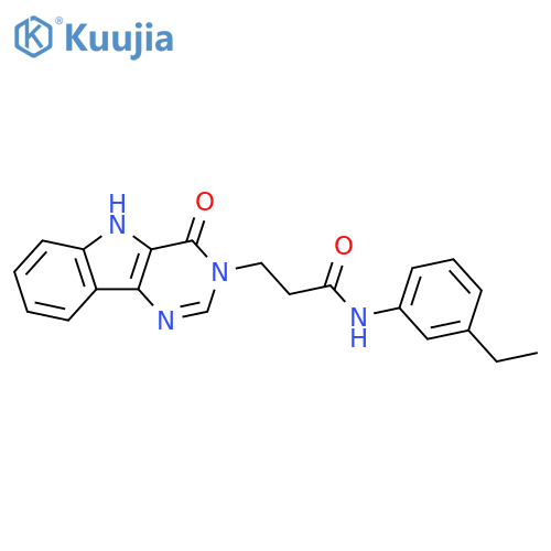 N-(3-ethylphenyl)-3-{4-oxo-3H,4H,5H-pyrimido[5,4-b]indol-3-yl}propanamide structure