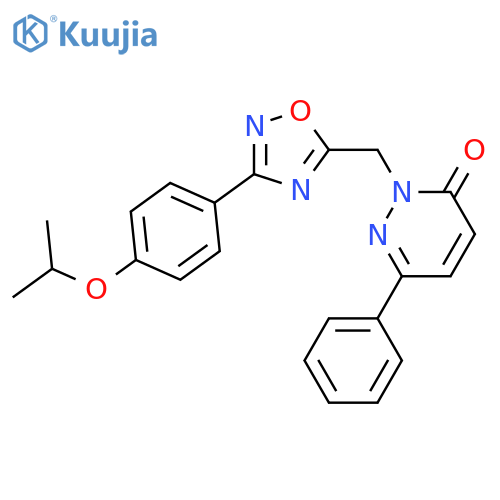 6-phenyl-2-({3-[4-(propan-2-yloxy)phenyl]-1,2,4-oxadiazol-5-yl}methyl)-2,3-dihydropyridazin-3-one structure
