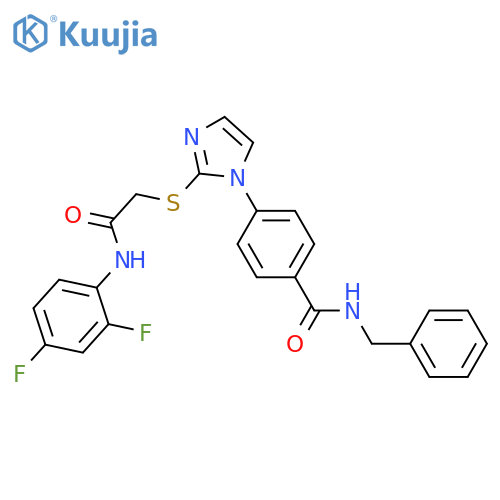 N-benzyl-4-[2-({[(2,4-difluorophenyl)carbamoyl]methyl}sulfanyl)-1H-imidazol-1-yl]benzamide structure