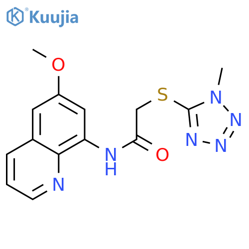 N-(6-methoxyquinolin-8-yl)-2-(1-methyl-1H-1,2,3,4-tetrazol-5-yl)sulfanylacetamide structure