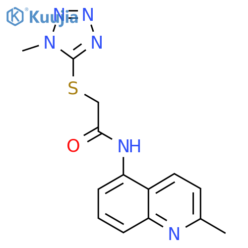 2-(1-methyl-1H-1,2,3,4-tetrazol-5-yl)sulfanyl-N-(2-methylquinolin-5-yl)acetamide structure