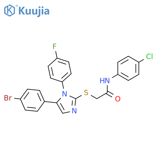 2-{[5-(4-bromophenyl)-1-(4-fluorophenyl)-1H-imidazol-2-yl]sulfanyl}-N-(4-chlorophenyl)acetamide structure