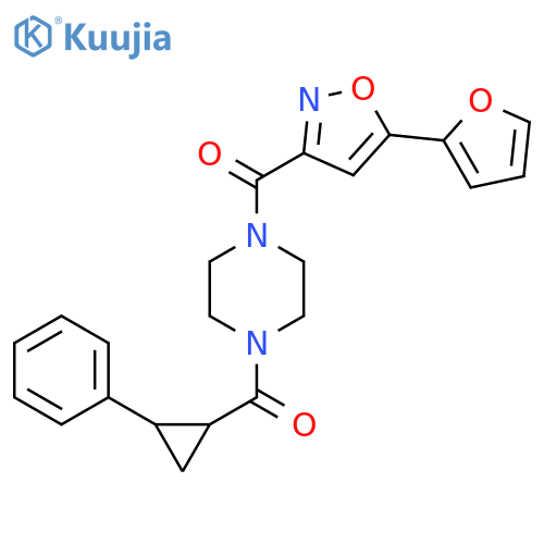 1-5-(furan-2-yl)-1,2-oxazole-3-carbonyl-4-(2-phenylcyclopropanecarbonyl)piperazine structure