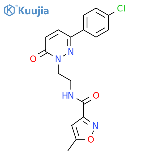 N-{2-3-(4-chlorophenyl)-6-oxo-1,6-dihydropyridazin-1-ylethyl}-5-methyl-1,2-oxazole-3-carboxamide structure