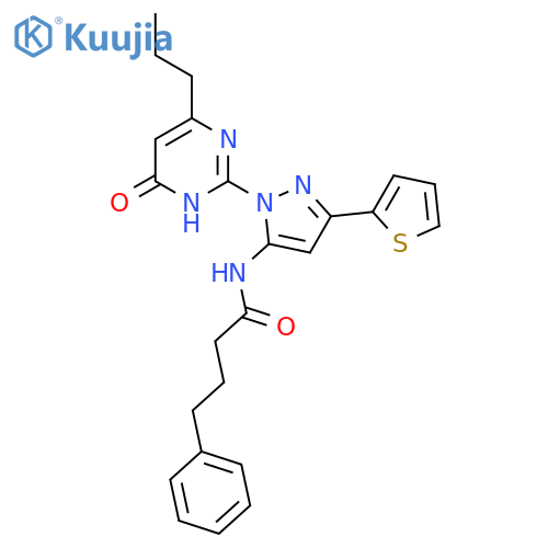 N-1-(6-oxo-4-propyl-1,6-dihydropyrimidin-2-yl)-3-(thiophen-2-yl)-1H-pyrazol-5-yl-4-phenylbutanamide structure