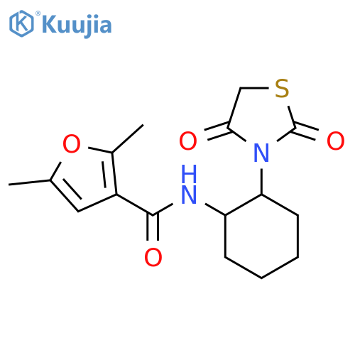 N-2-(2,4-dioxo-1,3-thiazolidin-3-yl)cyclohexyl-2,5-dimethylfuran-3-carboxamide structure