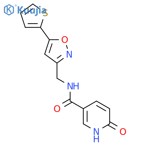 6-oxo-N-{5-(thiophen-2-yl)-1,2-oxazol-3-ylmethyl}-1,6-dihydropyridine-3-carboxamide structure