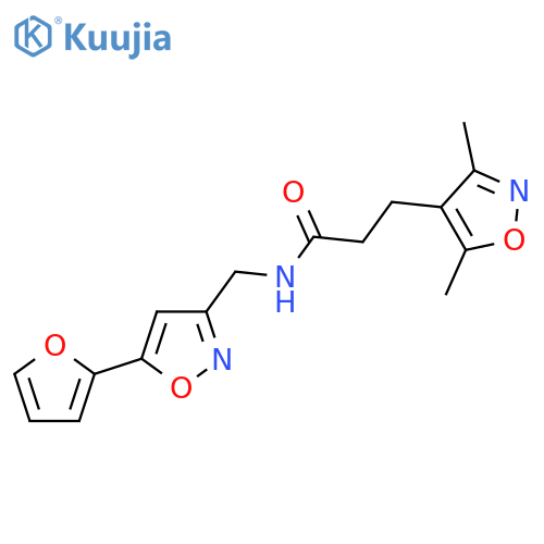 3-(3,5-dimethyl-1,2-oxazol-4-yl)-N-{5-(furan-2-yl)-1,2-oxazol-3-ylmethyl}propanamide structure