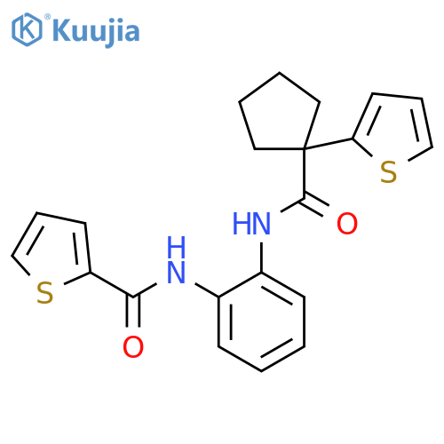N-{2-1-(thiophen-2-yl)cyclopentaneamidophenyl}thiophene-2-carboxamide structure