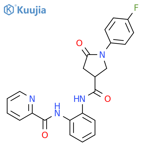 N-{2-1-(4-fluorophenyl)-5-oxopyrrolidine-3-amidophenyl}pyridine-2-carboxamide structure