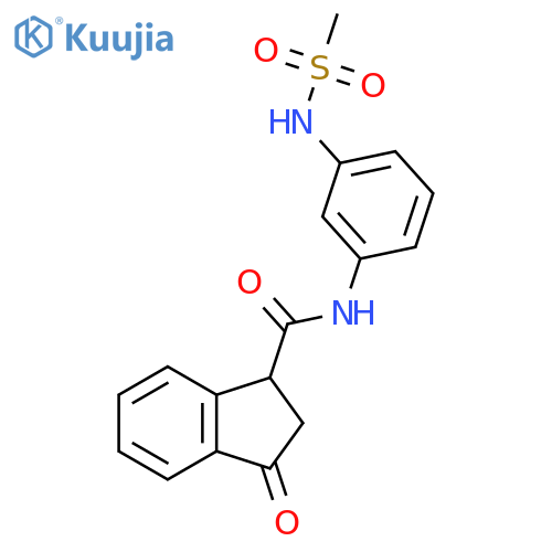 N-(3-methanesulfonamidophenyl)-3-oxo-2,3-dihydro-1H-indene-1-carboxamide structure