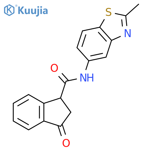 N-(2-methyl-1,3-benzothiazol-5-yl)-3-oxo-2,3-dihydro-1H-indene-1-carboxamide structure