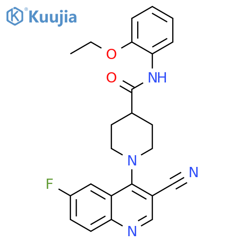 1-(3-cyano-6-fluoroquinolin-4-yl)-N-(2-ethoxyphenyl)piperidine-4-carboxamide structure