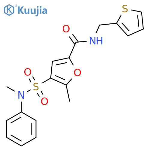 5-methyl-4-methyl(phenyl)sulfamoyl-N-(thiophen-2-yl)methylfuran-2-carboxamide structure