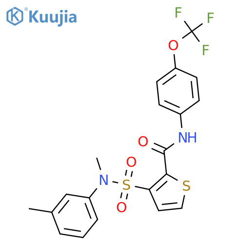 3-[methyl(3-methylphenyl)sulfamoyl]-N-[4-(trifluoromethoxy)phenyl]thiophene-2-carboxamide structure